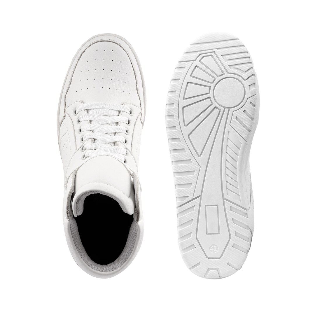 Bxxy Mens 9 CM Hidden Height Increasing High Top Sneakers - White