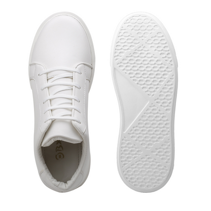 BXXY 7.62 CM Height Increasing Shoes for Men Invisible Elevator Sneakers - White