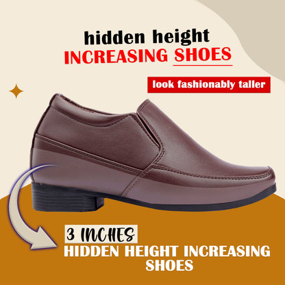 BXXY Mens 3 Inches Hidden Height Increasing Formal Wear Slipon Shoes
