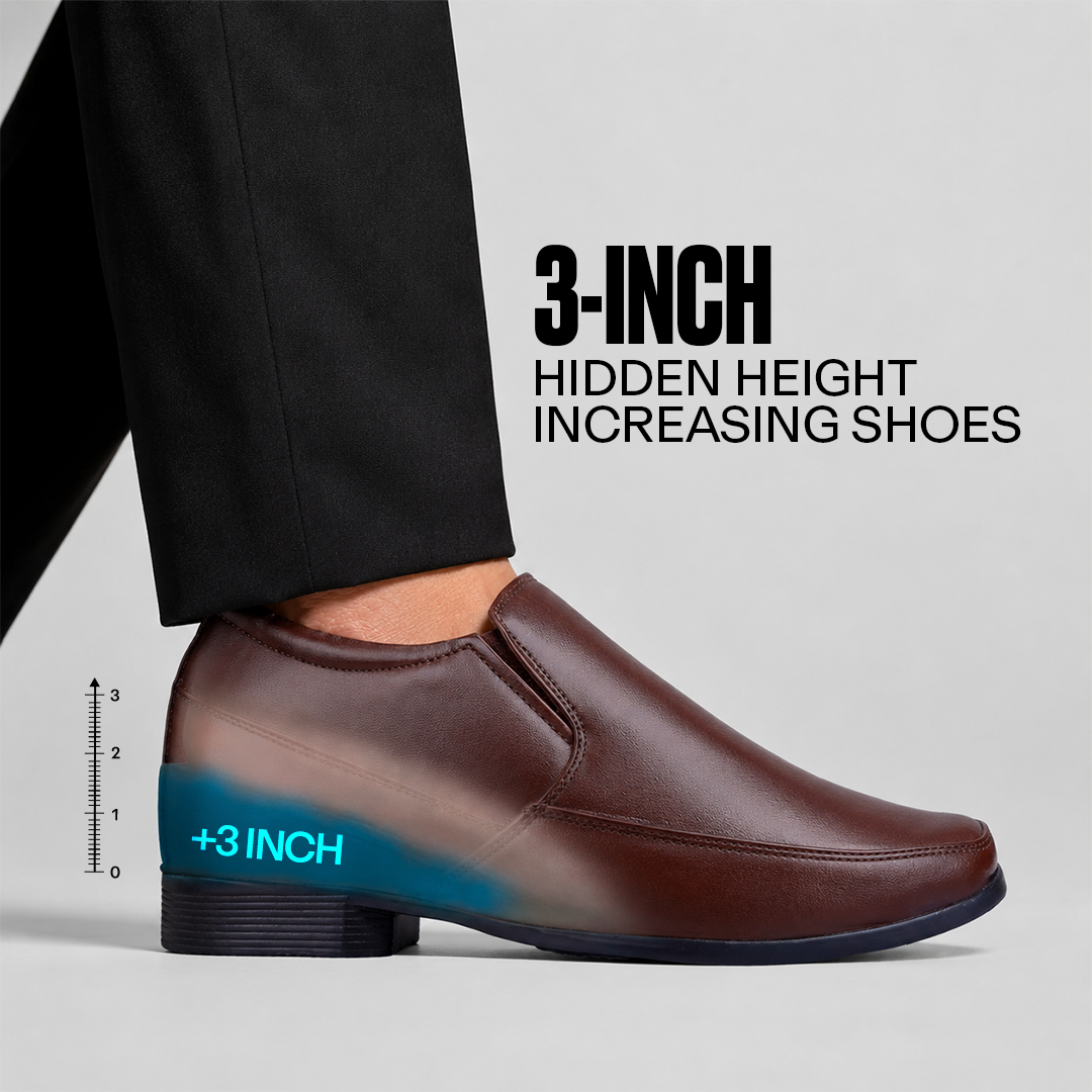 Formal Slip-on Shoes Brown - 3 Inches (7.62CM)