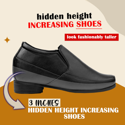 BXXY Mens 3 Inches Hidden Height Increasing Formal Wear Slipon Shoes