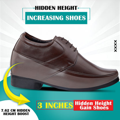 BXXY's 3 inch Hidden Height Increasing Lace-Up Formal Shoes for Men
