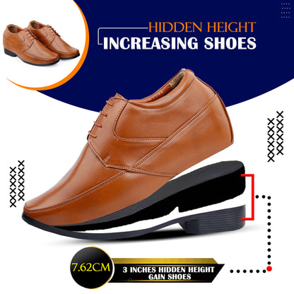 BXXY's 3 inch Hidden Height Increasing Lace-Up Formal Shoes for Men