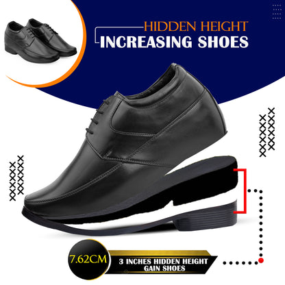 BXXY's 3 inch Hidden Height Increasing Lace-Up Formal Shoes for Men