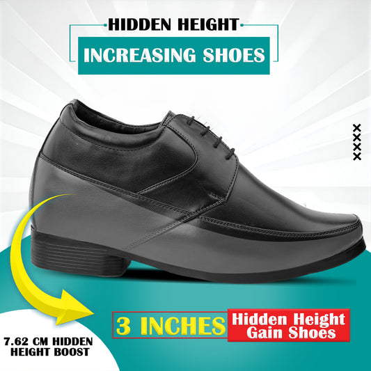 BXXY's 3 inch Hidden Height Increasing Lace-Up Formal Shoes for Men