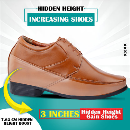 BXXY's 3 inch Hidden Height Increasing Lace-Up Formal Shoes for Men