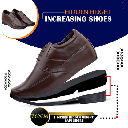 BXXY's 3 inch Hidden Height Increasing Lace-Up Formal Shoes for Men
