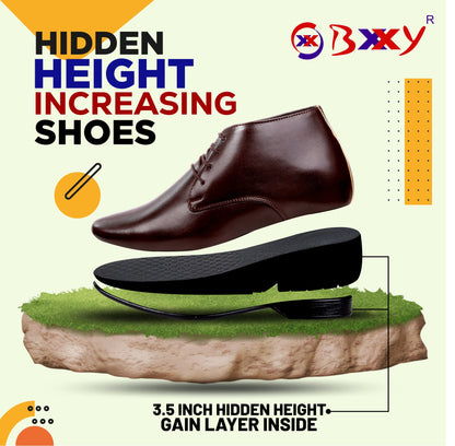 BXXY 9 cm (3.5 Inch) Hidden Height Increasing Formal Derby Boots for Men
