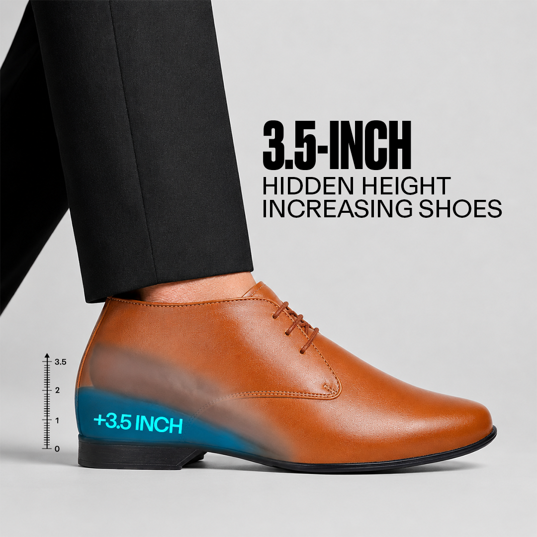 Lace-Up Derby Shoes Tan - 9 cm (3.5 Inch)