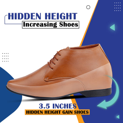 9 cm (3.5 Inch) Hidden Height Increasing Lace-Up Derby Shoes