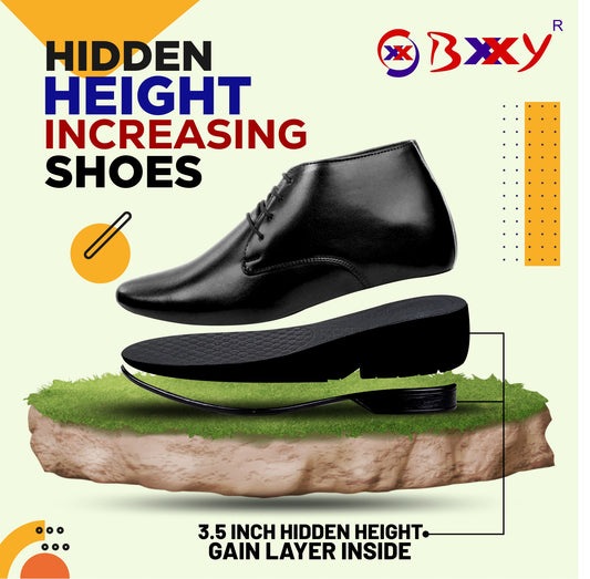 BXXY 9 cm (3.5 Inch) Hidden Height Increasing Formal Derby Boots for Men