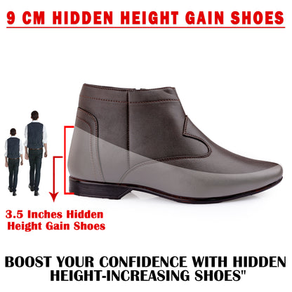 Bxxy Men’s Elevator Boots with Zipper – 3.5 Inch Height Boost