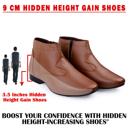 Bxxy Men’s Elevator Boots with Zipper – 3.5 Inch Height Boost