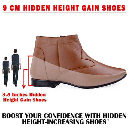Bxxy Men’s Elevator Boots with Zipper – 3.5 Inch Height Boost