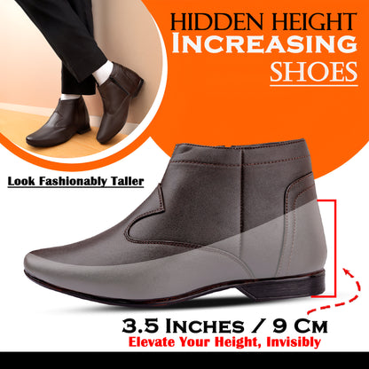 Bxxy Men’s Elevator Boots with Zipper – 3.5 Inch Height Boost