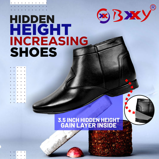 Bxxy Men's 3.5 Inch Hidden Height Increasing Zipper Boots