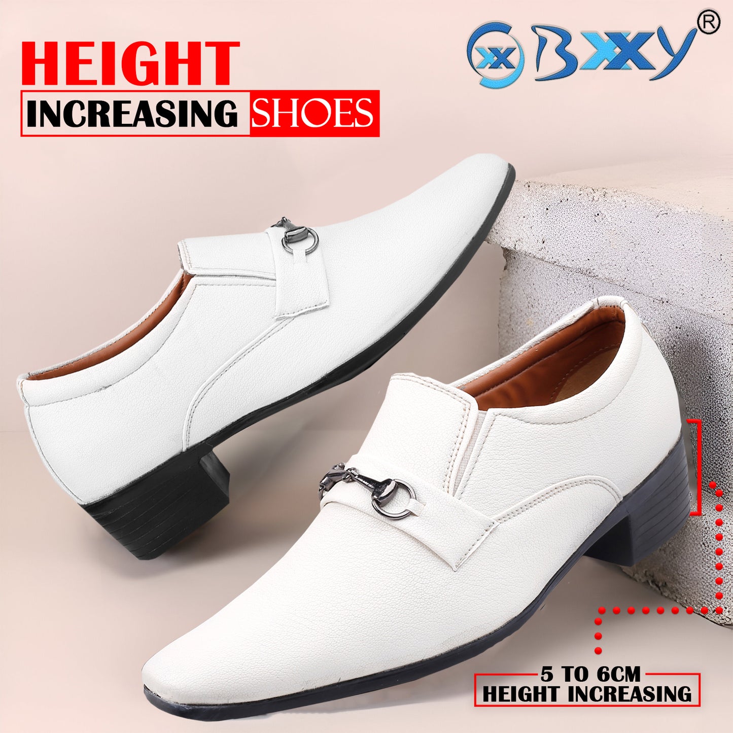 BXXY Men's Formal Height Increasing Slip-On Buckle Shoes