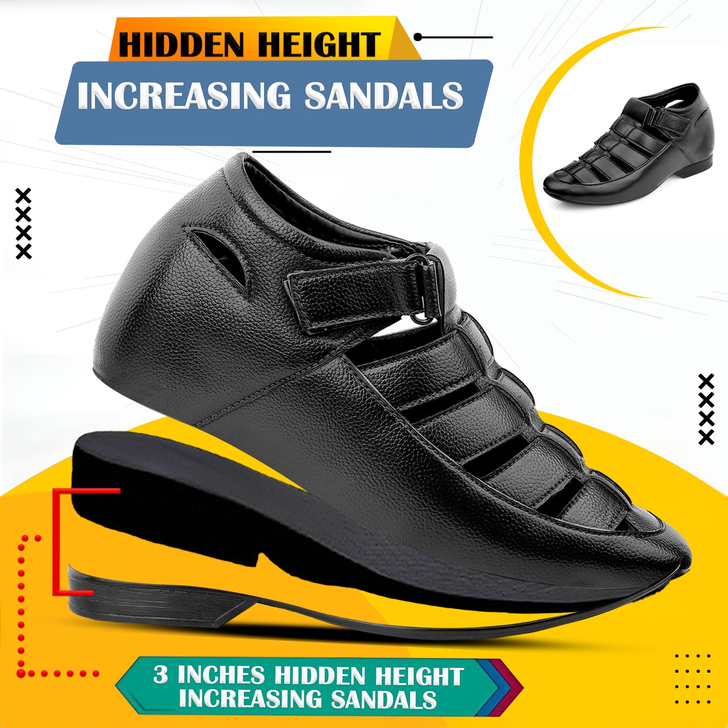 BXXY Mens Casual Hidden Height Sandals Premium Comfort And Style