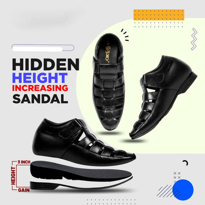BXXY 3 Inches Height Increasing Casual Roman Sandals Instant Height Gainer shoe for Men