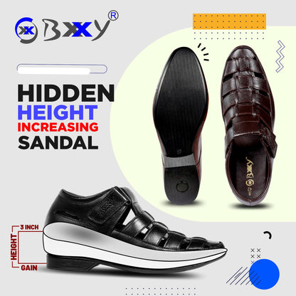 BXXY Men's 3 Inch Hidden Height Increasing Comfortable And Stylish Roman Sandals