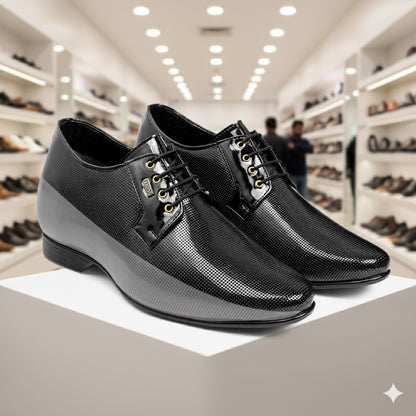 BXXY 9 cm (3.5 Inch) Height Increasing Patent Oxford Lace-Up Party Wear Shoes