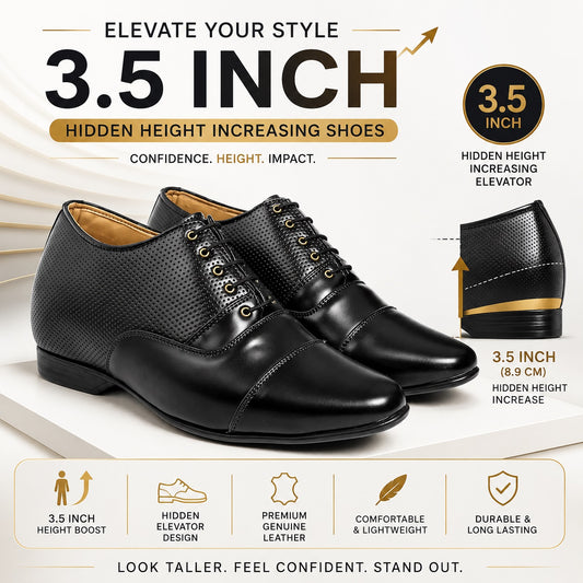 BXXY Mens 9 cm Hidden Height Increasing Casual Oxford Lace Up Shoes