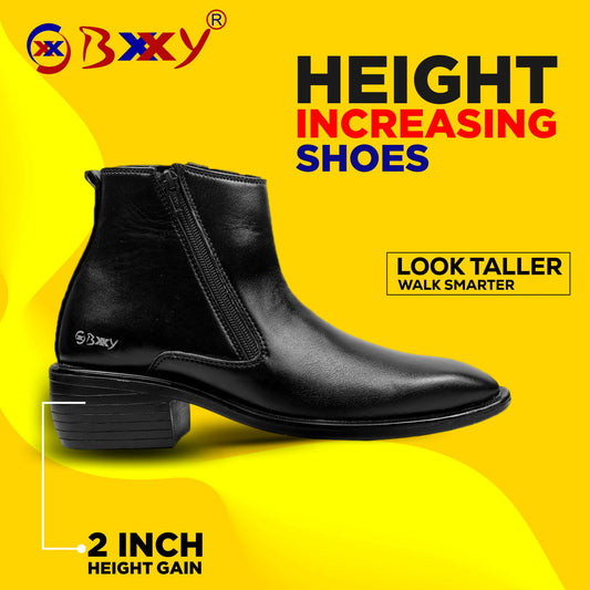 Men's Office Wear Formal Zipper Height Increasing Ankle Boots