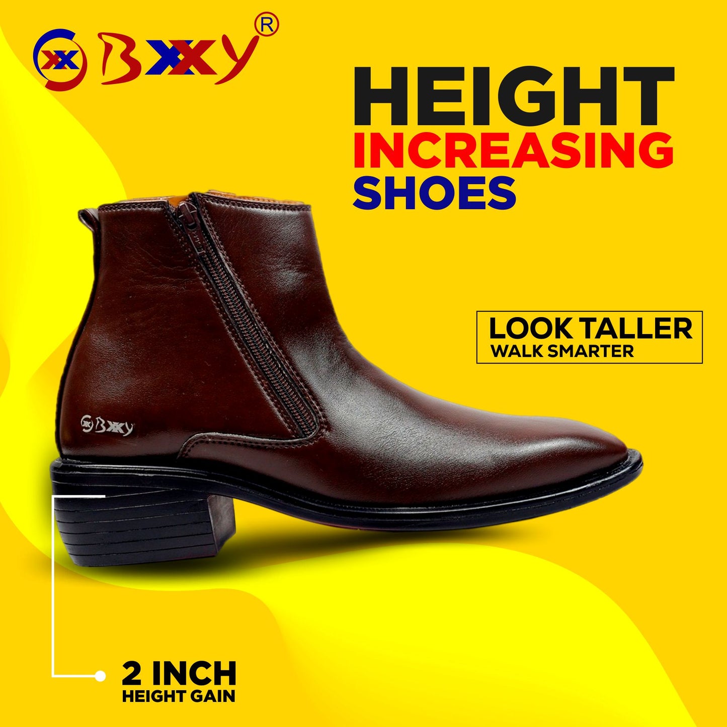 Men's Office Wear Formal Height Increasing Zipper Slip-on Ankel Boots