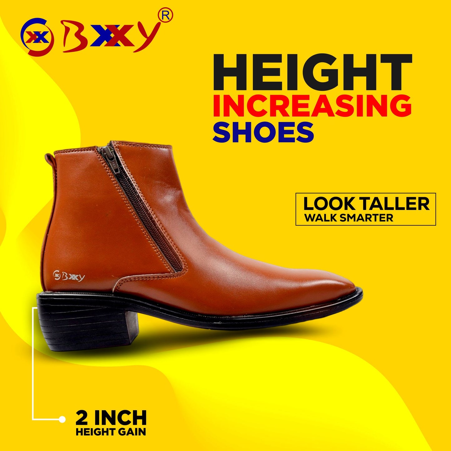 Men's Office Wear Formal Height Increasing Zipper Slip-on Ankel Boots