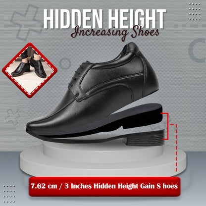 Men's 3 Inches Hidden Height Increasing Lace-up Wedding Wear Shoes