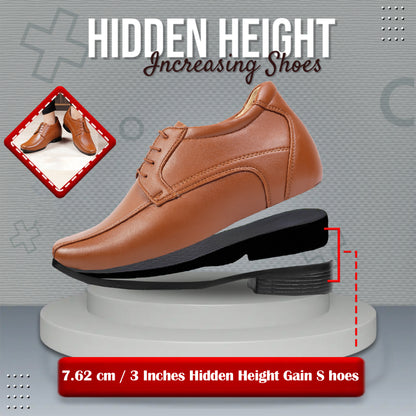 Men's 3 Inches Hidden Height Increasing Lace-up Wedding Wear Shoes