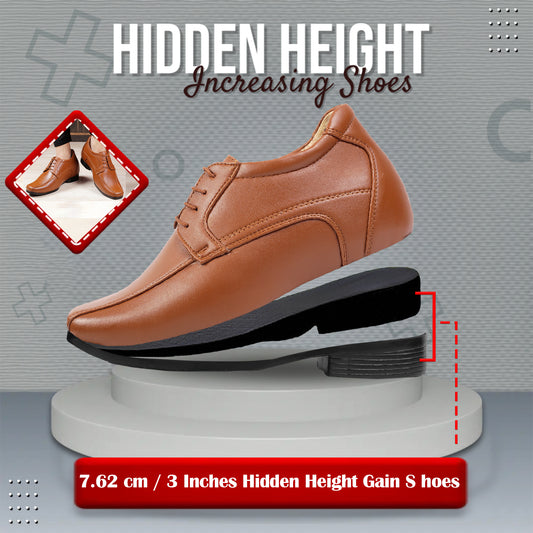 Men's 3 Inches Hidden Height Increasing Lace-up Wedding Wear Shoes