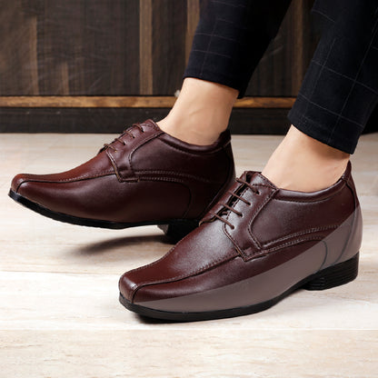 Mens 3 Inches Hidden Height Elevator Partywear Lace up Formal Shoes
