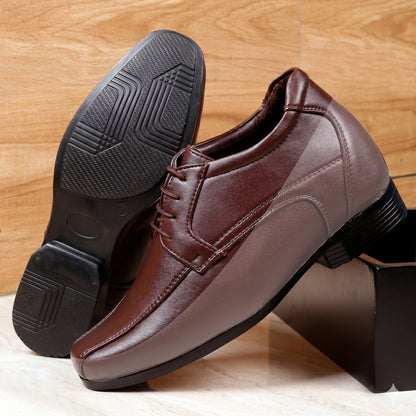 Mens 3 Inches Hidden Height Elevator Partywear Lace up Formal Shoes