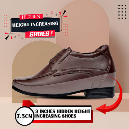Bxxy's Men's 3 Inches Elevator Vegan Leather Premium Lace-up Shoes