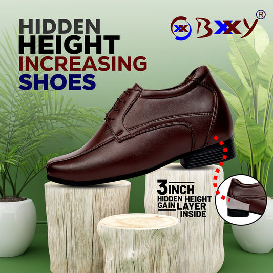 Bxxy's 3 Inches Hidden Height Partywear Lace-up Formal Shoes for Men