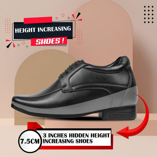 Men's 3 Inches Hidden Height Elevator Partywear Lace-up Formal Shoes