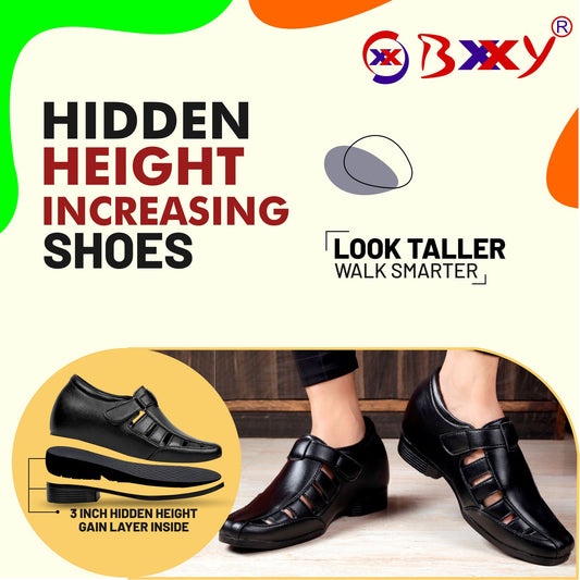 Men's All New 3 Inch Hidden Height Increasing Office Wear Elevator Roman Sandals