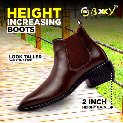 Bxxy's 2 Inch Height Increasing Faux Leather Chelsea Boots for Men
