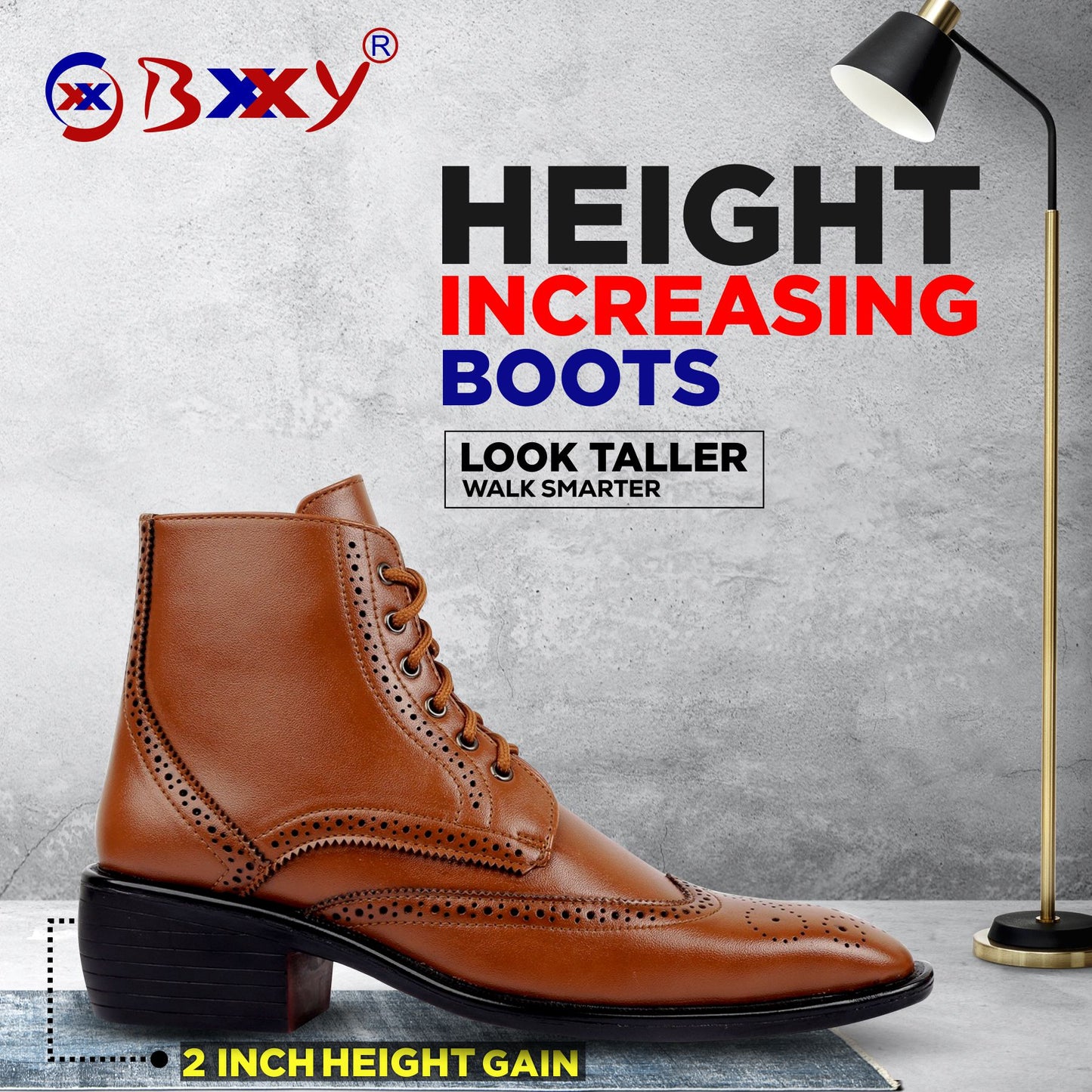 Men's Latest Formal / Semi-Formal Cow Boy Ankle Zipper Lace-Up Brogue Boots