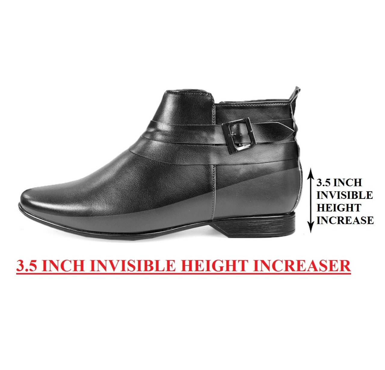 BXXY 3.5 Inch Height Increasing Formal and Casual Pu Leather Derby Boots for All Ocassions