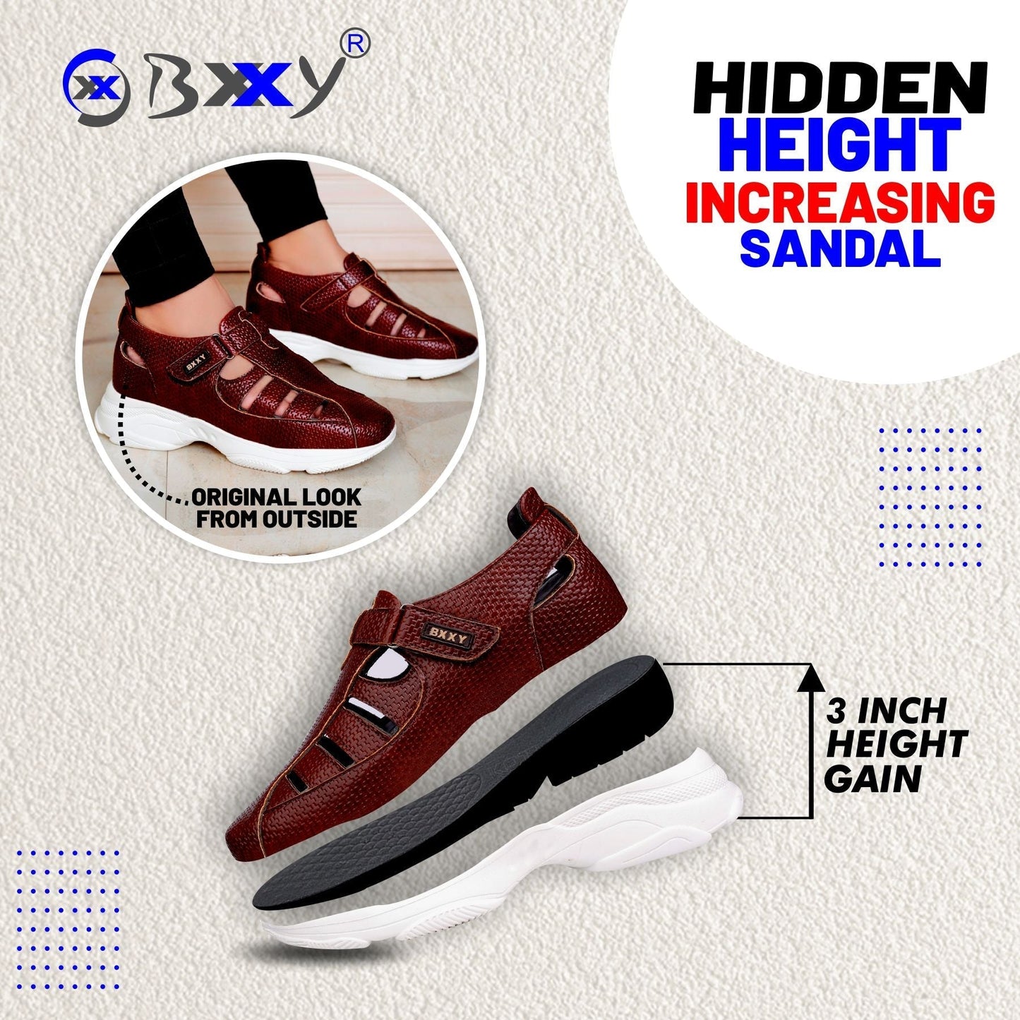 Bxxy's 3 Inch Height Increasing Elevator Sandals for Msn