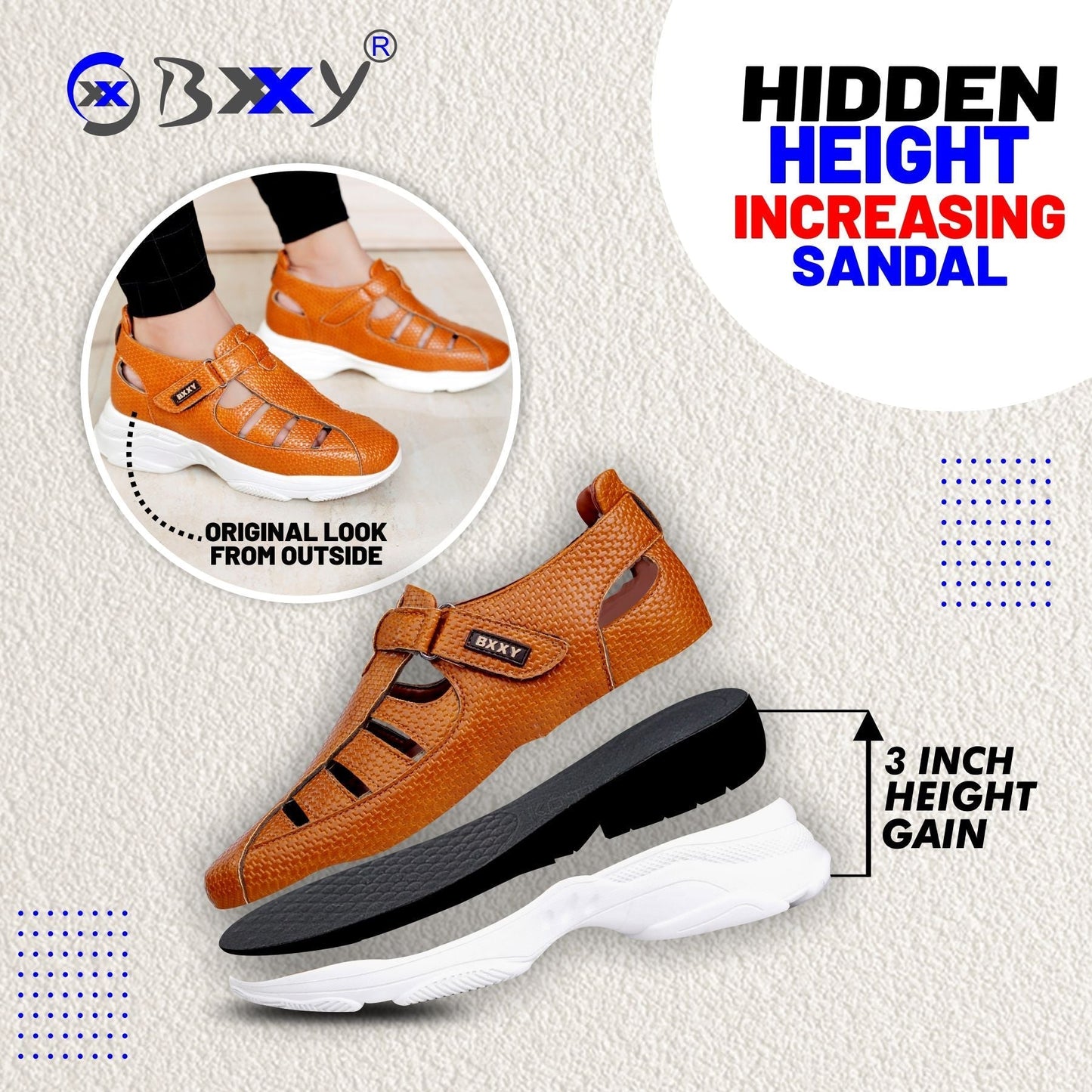 Bxxy's 3 Inch Height Increasing Elevator Sandals for Msn
