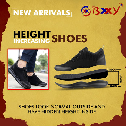 BXXY Men's 3 Inch Hidden Height Increasing Stylish Casual Sports Lace-Up Shoes with Eva Sole.