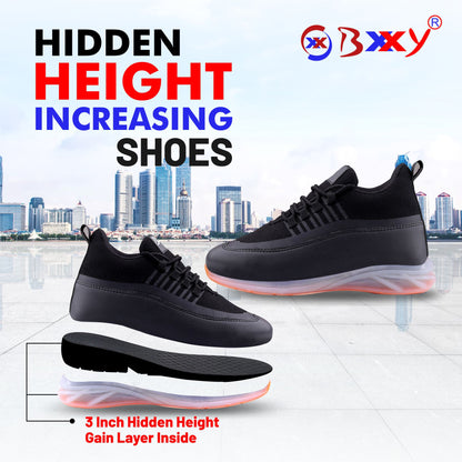 Bxxy Men's 3 Inch Hidden Height Increasing Casual Sports Lace-Up Shoes