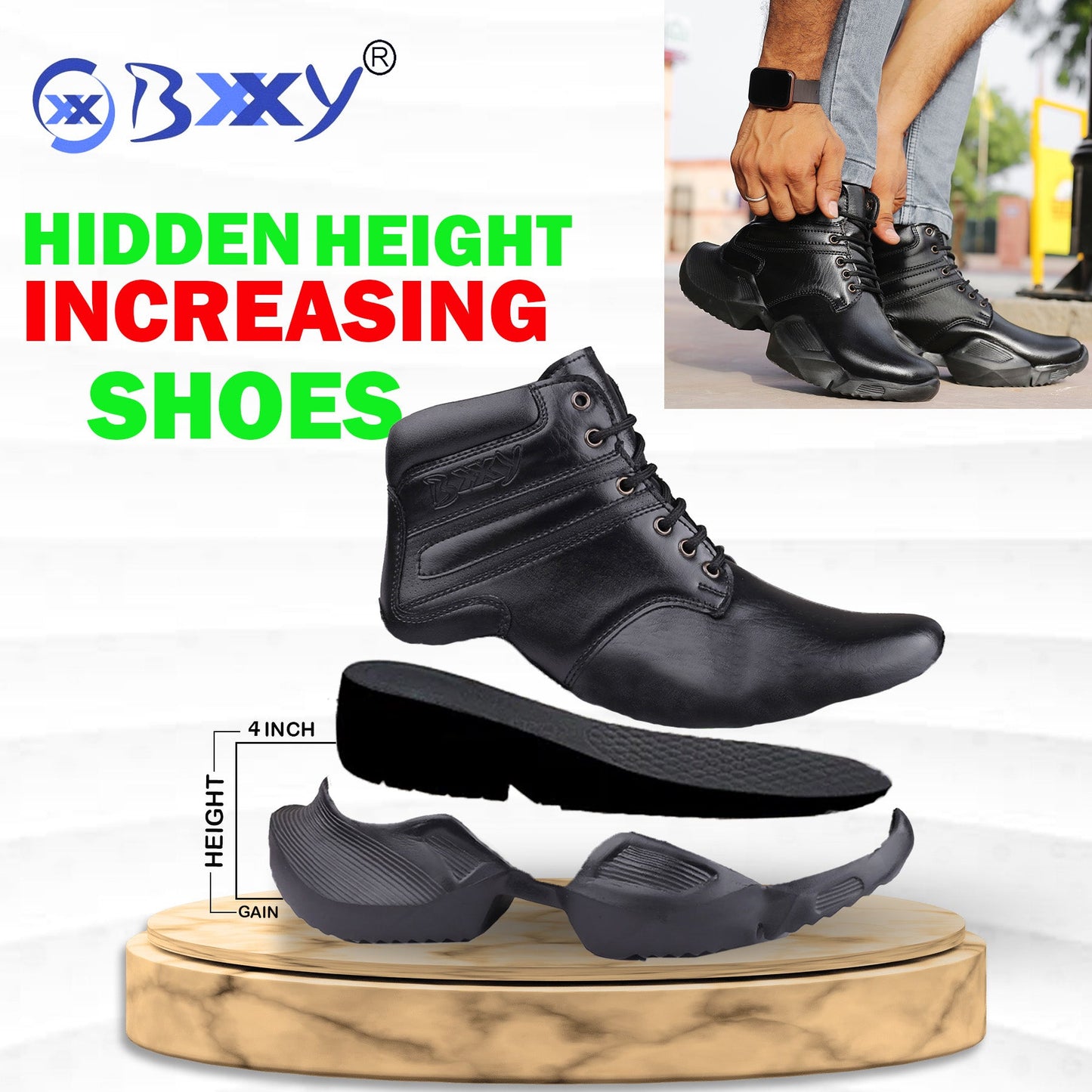 Bxxy's 4 Inch Hidden Height Increasing Elevator Boots New Collection