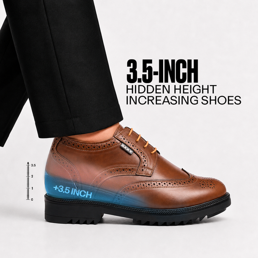 Brogue Lace-up Shoes Tan - 3.5 Inches (9CM)