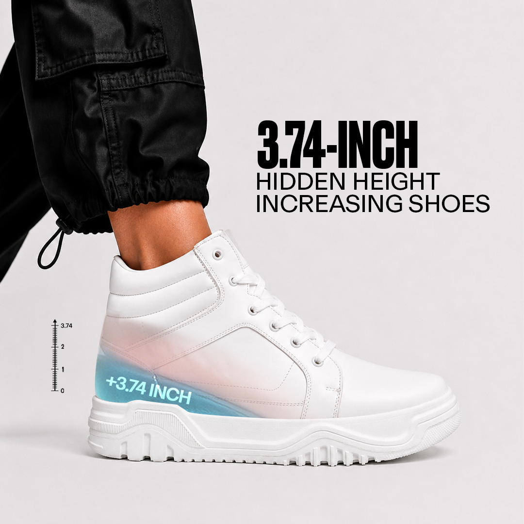 Stylish Elevator Footwear White - 3.74 Inches (9.5CM)