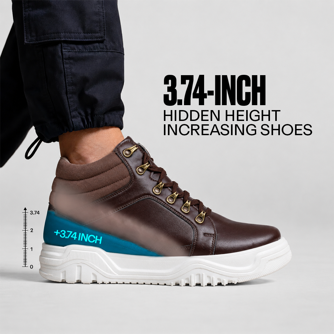 Stylish Elevator Footwear Brown - 3.74 Inches (9.5CM)