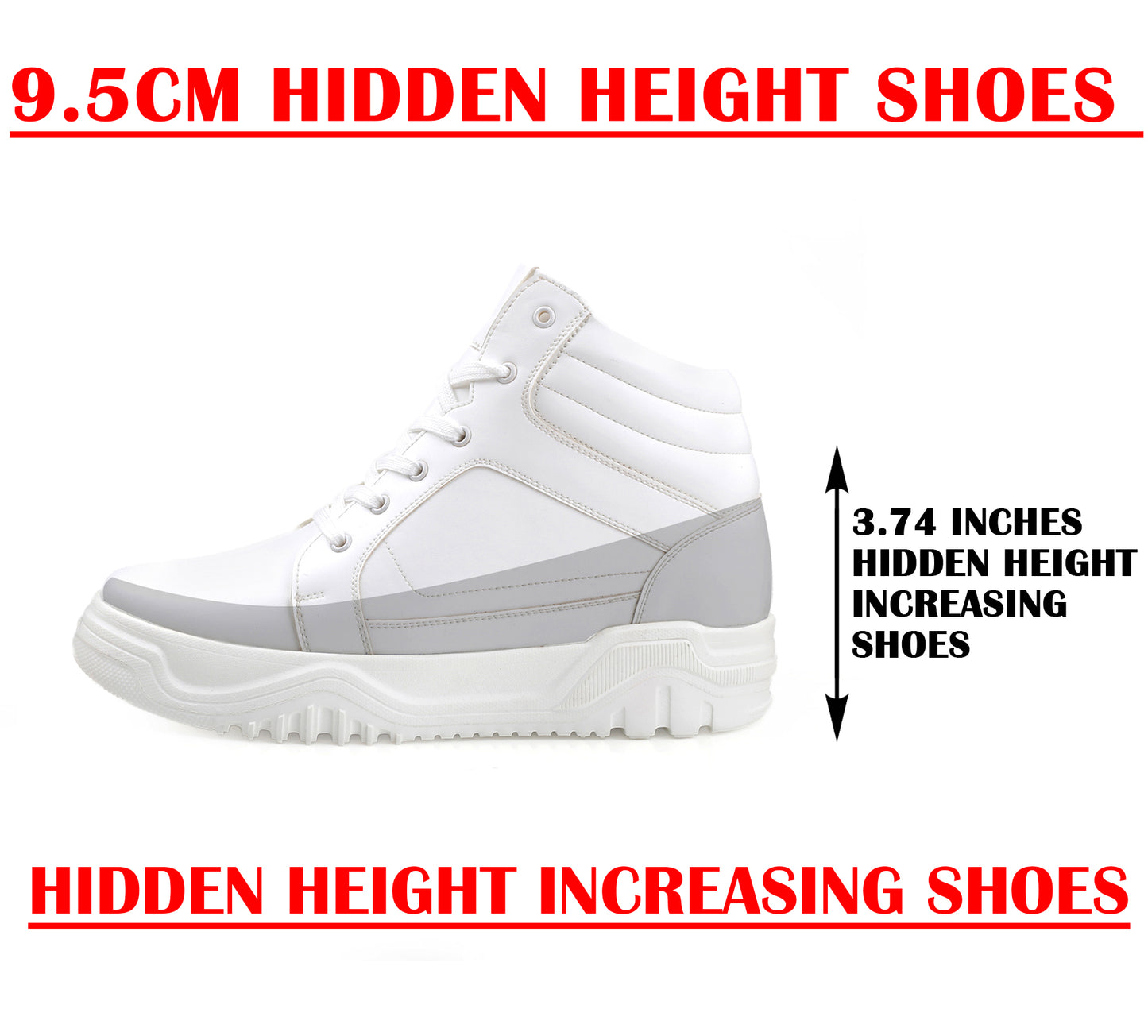Men Elevator Boots Hidden Height Increasing Shoes 3.74 Inch